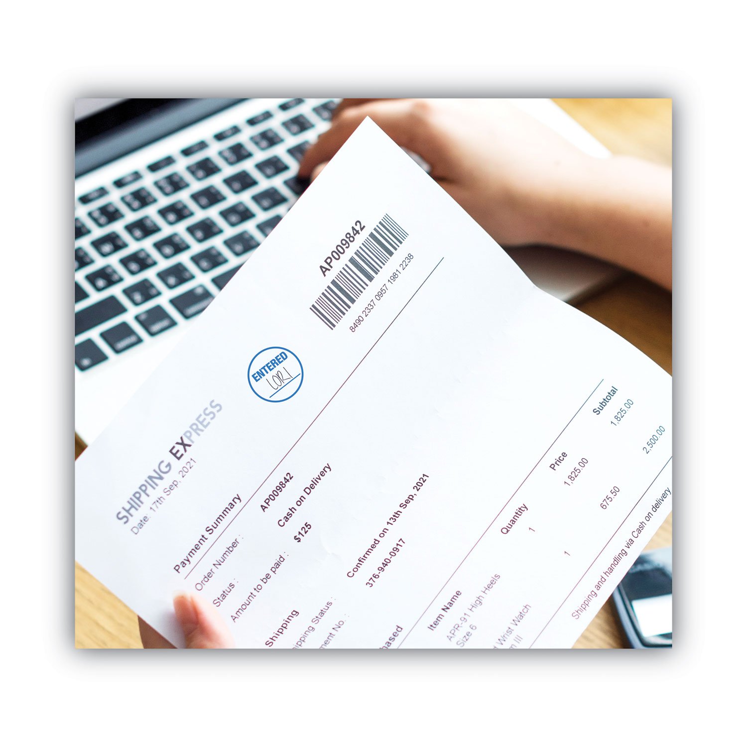 ACCUSTAMP Pre-Inked Round Stamp, ENTERED, 0.63" dia, Blue (COS035656) - Image 2