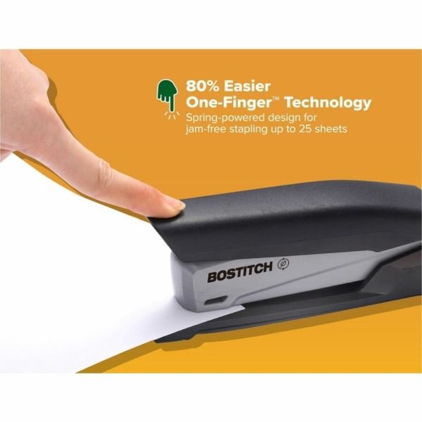 Bostitch InPower One-Finger Eco-Friendly Desktop Stapler, 25-Sheet Capacity, Black/Gray (ACI1100) - Image 5