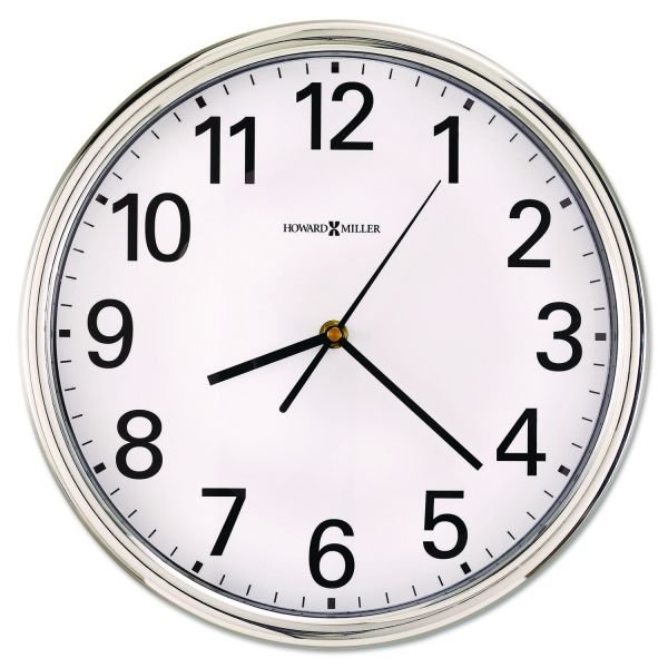Howard Miller Hamilton Wall Clock, 12" Overall Diameter, Silver Case, 1 AA (sold separately) (MIL625561)