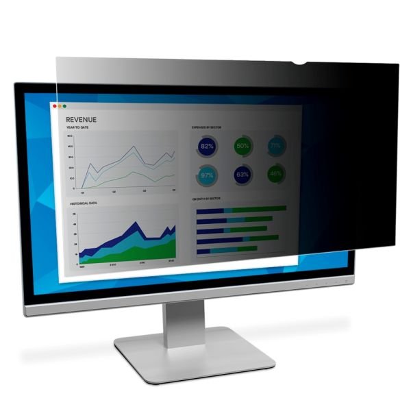 3M Privacy Filter Screen for Monitors, 22" Full Screen, 16:10 Aspect Ratio, Reduces Blue Light, Anti-Glare (MMMPF220W1B)