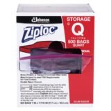 Ziploc Double Zipper Storage Bags, Quart, 7" x 7.75", Clear, 500/Box (SJN682256)