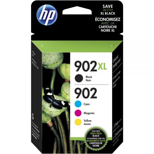 HP 902XL Black/902 Cyan; Magenta; Yellow High-Yield Ink Cartridges, Pack Of 4, T0A39AN (ODFN533334)