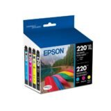 Epson 220XL Black/220 DuraBrite Cyan; Magenta; Yellow High-Yield Ink Cartridges, Pack Of 4, T220XL-BCS (ODFN559283)