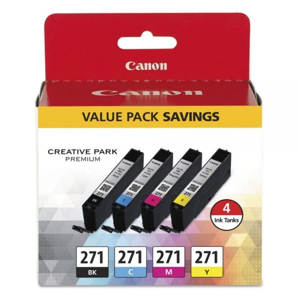 Canon 0390C005 (CLI-271) Ink, Black/Cyan/Magenta/Yellow (CNM0390C005)