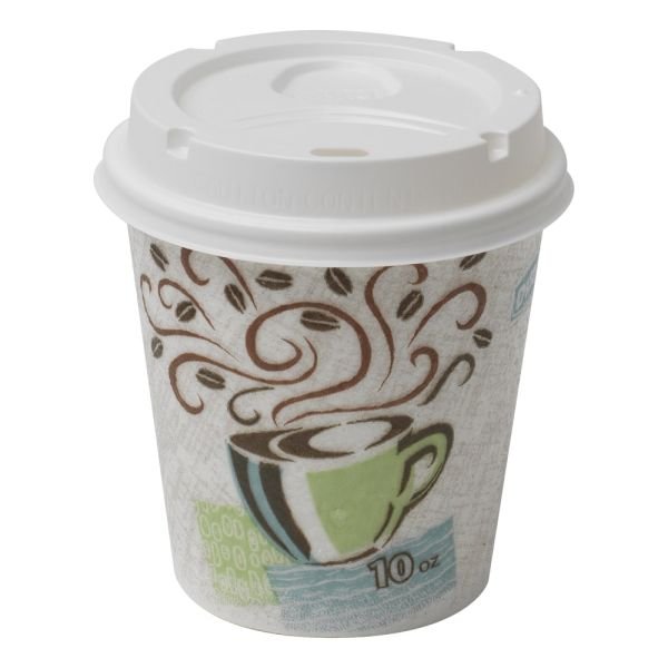 Dixie PerfecTouch Hot Cups And Lids, 10 Oz., White, Pack Of 50 (DXE5310COMBO600)