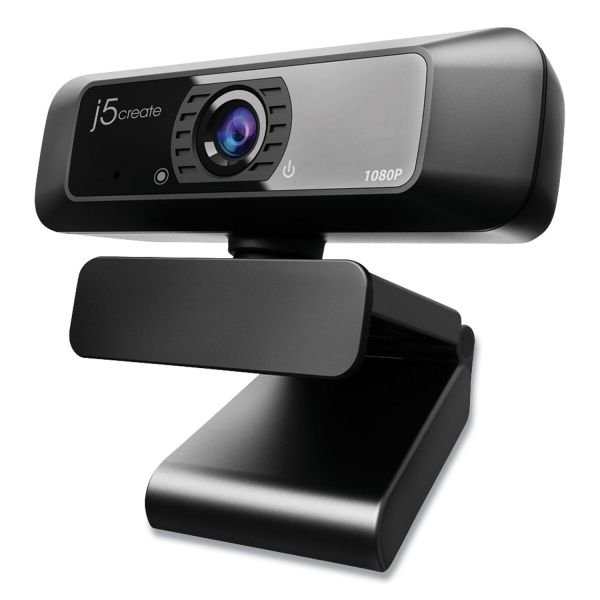 j5create JVCU100 USB HD Webcam, 1920 pixels x 1080 pixels, 2 Mpixels, Black (JCRJVCU100)