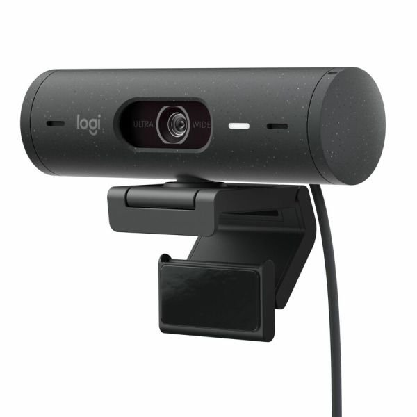 Logitech Brio 500 Full HD webcam, auto framing, noise-reducing mics, privacy shutter, streaming & video calling, Graphite (ETLZ1074900299)