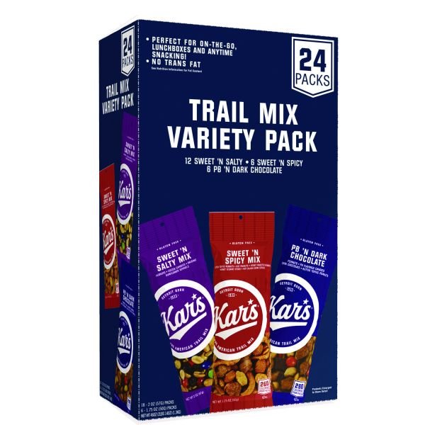 Kar's Trail Mix Variety Pack, Assorted Flavors, 24 Packets/Box (KSAKAR08362)