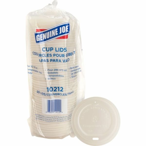 Genuine Joe Vented Hot Cup Lid - Polystyrene - White - 50 / Pack (GJO10212)