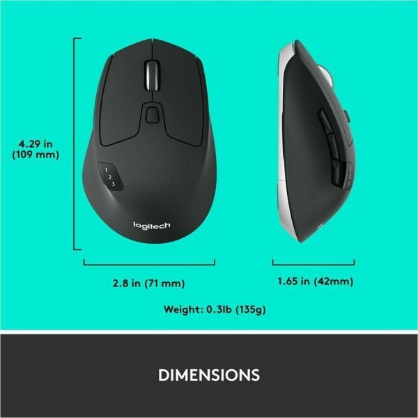 Logitech M720 Triathlon Wireless Mouse, 2.4 GHz Frequency, 33 ft Wireless Range, Right Hand Use, Black (LOG910004790) - Image 9