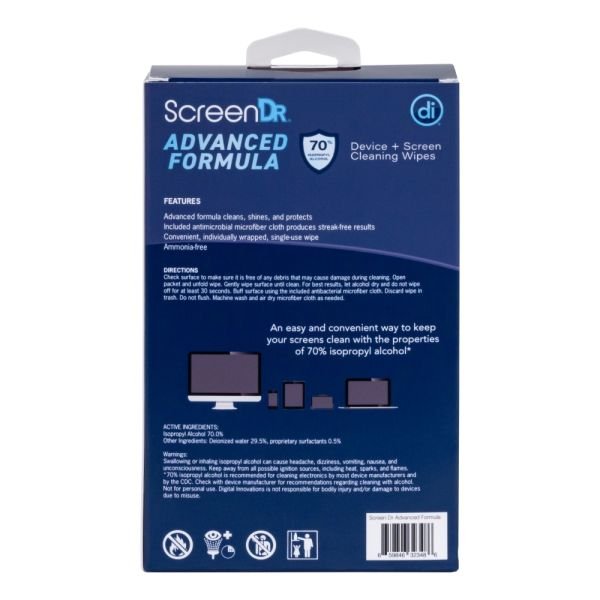 Digital Innovations ScreenDr 70% Alcohol Advanced Formula Device Cleaning Wipes And Microfiber Cloth, Box Of 120 Packets (ODFN9903154) - Image 12