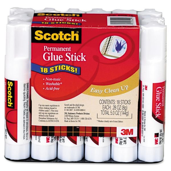Scotch Glue Stick, .28 oz, 18-Pack - 0.28 oz - 18 / Pack - White (MMM600818) - Image 2