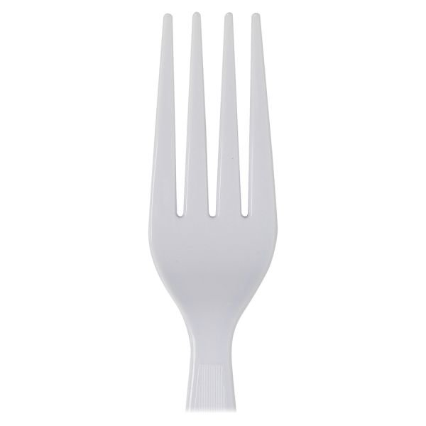 Dixie Plastic Cutlery, Heavyweight Fork, White, 1,000/Carton (DXEFH217) - Image 2