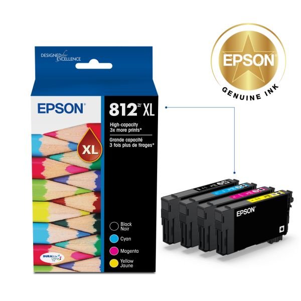 Epson 812XL DURABrite Black; Cyan; Magenta; Yellow, Ultra High-Yield Ink Cartridges, Pack Of 4 Cartridges, T812XL-XCS (ODFN6122481) - Image 2