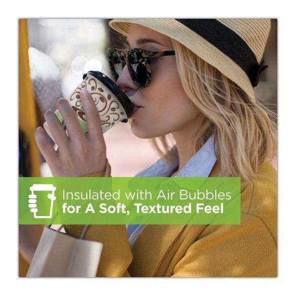 Dixie PerfecTouch Paper Hot Cups and Lids Combo, 10 oz, Coffee Haze Design, 50/Pack, 6 Packs/Carton (DXE5310CMB600CT) - Image 2