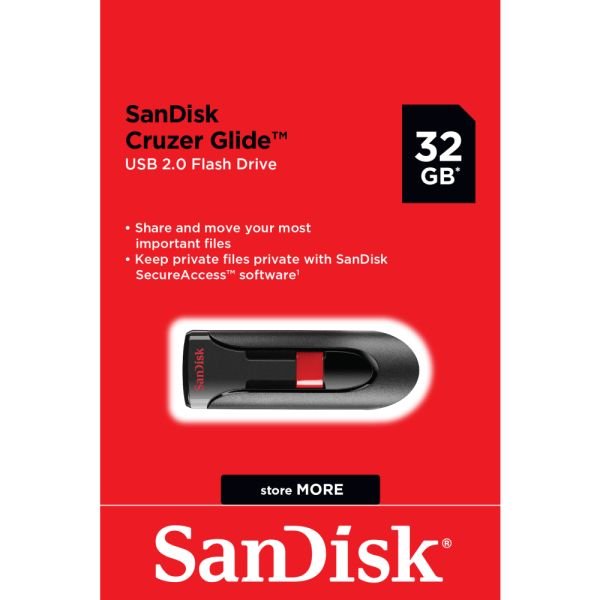 SanDisk Cruzer Glide USB Flash Drive, 32GB, Black (ODFN801187) - Image 2