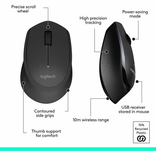 Logitech MK345 Wireless Straight Full Size Keyboard & Right-Handed Optical Mouse, Black (ODFN531638) - Image 2