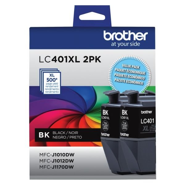 Brother LC401 Black High-Yield Ink Cartridges, Pack Of 2, LC401XL2PK (ODFN8582873)