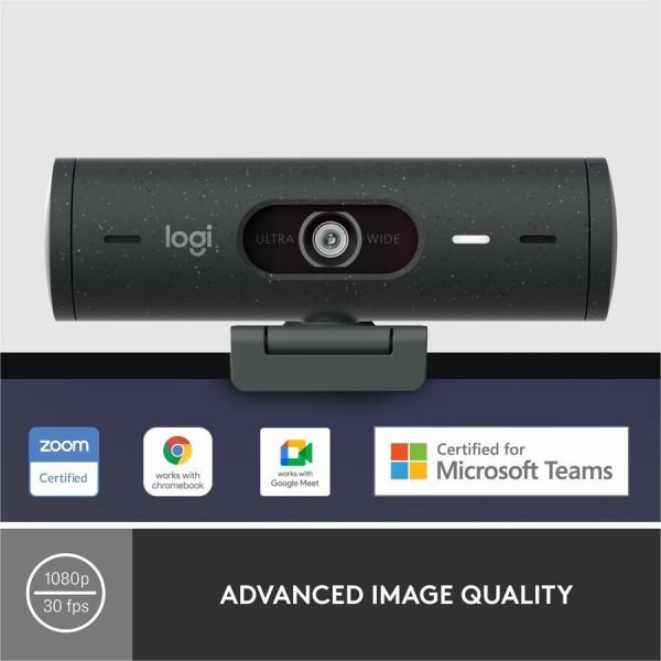 Logitech Brio 500 Full HD webcam, auto framing, noise-reducing mics, privacy shutter, streaming & video calling, Graphite (ETLZ1074900299) - Image 3