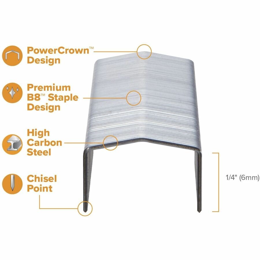 Bostitch B8 PowerCrown Premium Staples, 1/4" Size, Box Of 5,000 (BOSSTCRP211514) - Image 4