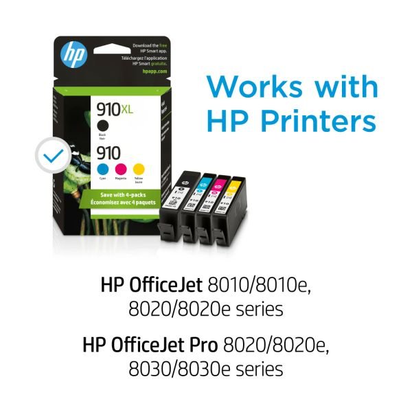 HP 910XL Black/910 Cyan; Magenta; Yellow High-Yield Ink Cartridges, Pack Of 4, 3JB41AN (ODFN9517571) - Image 4