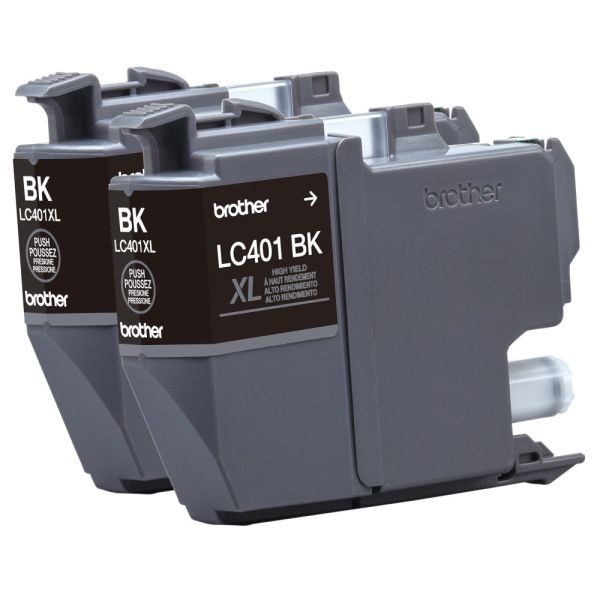 Brother LC401 Black High-Yield Ink Cartridges, Pack Of 2, LC401XL2PK (ODFN8582873) - Image 2