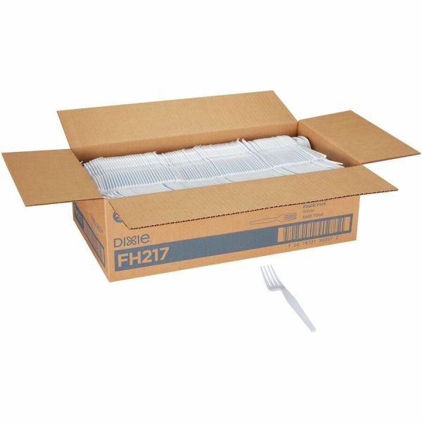 Dixie Plastic Cutlery, Heavyweight Fork, White, 1,000/Carton (DXEFH217) - Image 4