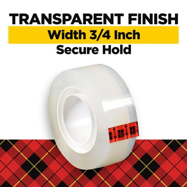 Scotch Transparent Tape, 24 Tape Rolls, 3/4 in x 1000 in, Home Office Supplies and School Supplies for College and Classrooms (MMM600K24) - Image 3