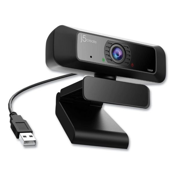 j5create JVCU100 USB HD Webcam, 1920 pixels x 1080 pixels, 2 Mpixels, Black (JCRJVCU100) - Image 2