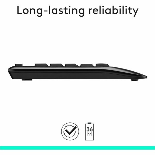 Logitech MK345 Wireless Straight Full Size Keyboard & Right-Handed Optical Mouse, Black (ODFN531638) - Image 5