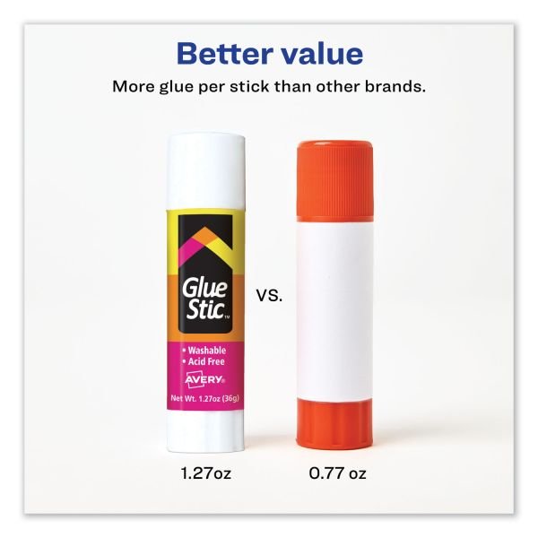 Avery Permanent Glue Stic, Washable, Non-Toxic, 1.27oz, 6 Total Glue Sticks (AVE98073) - Image 2