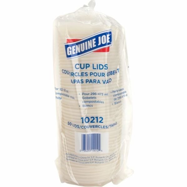Genuine Joe Vented Hot Cup Lid - Polystyrene - White - 50 / Pack (GJO10212) - Image 4