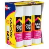 Avery Permanent Glue Stic, Washable, Non-Toxic, 1.27oz, 6 Total Glue Sticks (AVE98073)