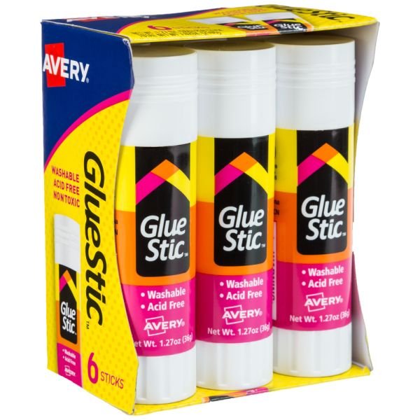 Avery Permanent Glue Stic, Washable, Non-Toxic, 1.27oz, 6 Total Glue Sticks (AVE98073)