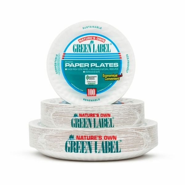 Green Label Green Label 9" Economy Paper Plates (AJMPP9GREWH) - Image 3