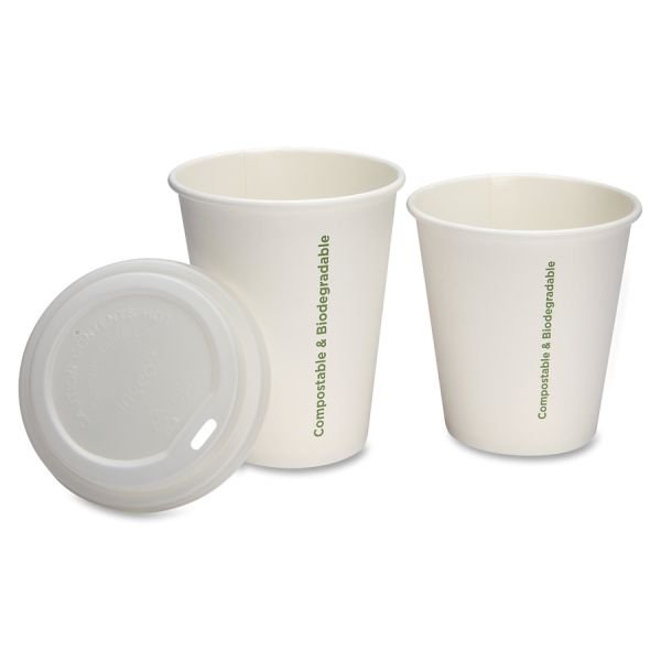 Genuine Joe Vented Hot Cup Lid - Polystyrene - White - 50 / Pack (GJO10212) - Image 3