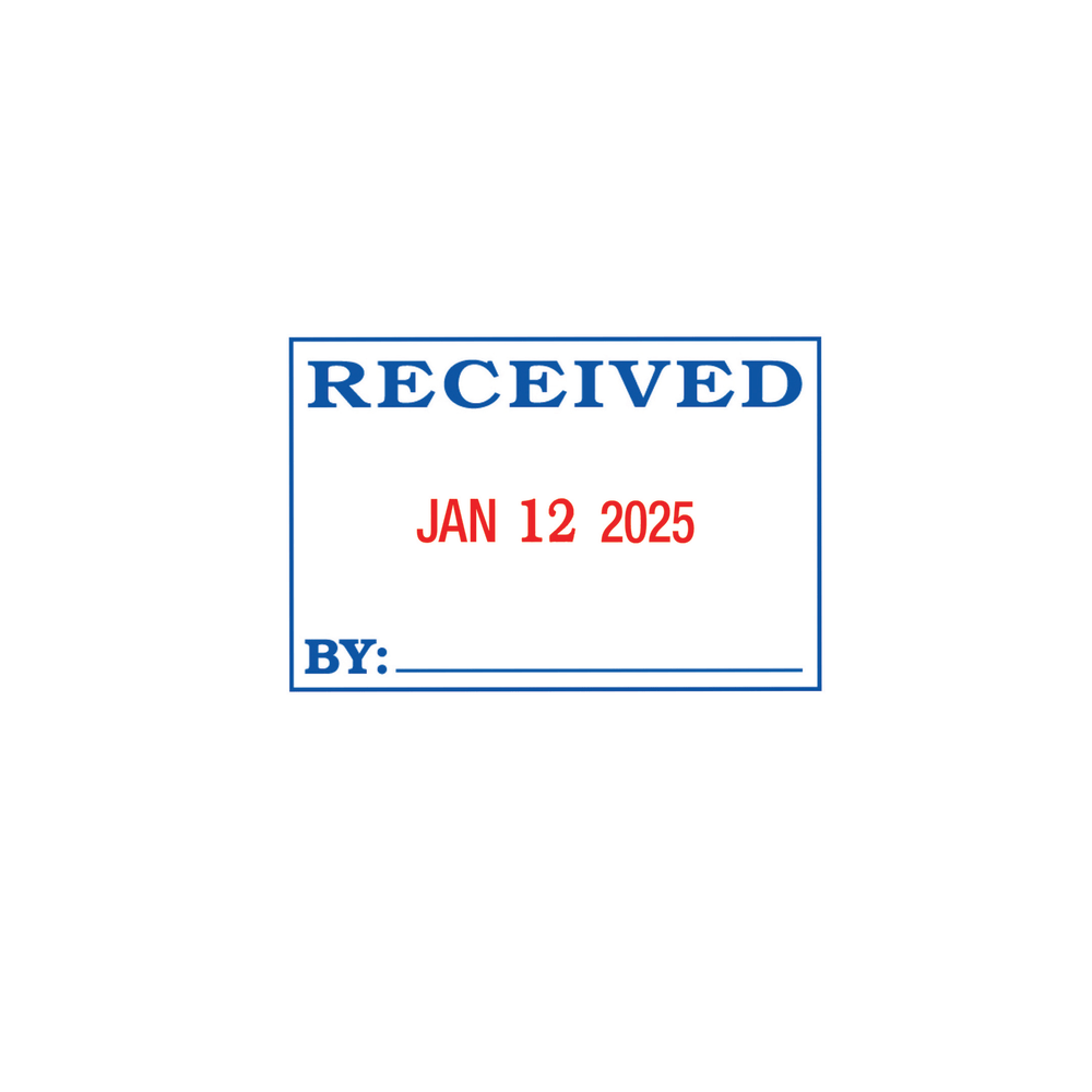 Received Date Stamp Dater, Self-Inking With Extra Pad, 1" x 1-3/4" Impression, Red And Black Ink (ODFN421062) - Image 2