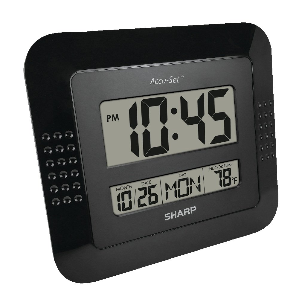 Sharp Digital Auto Time Set Wall Clock, 8" x 7", Black (ODFN185029) - Image 3