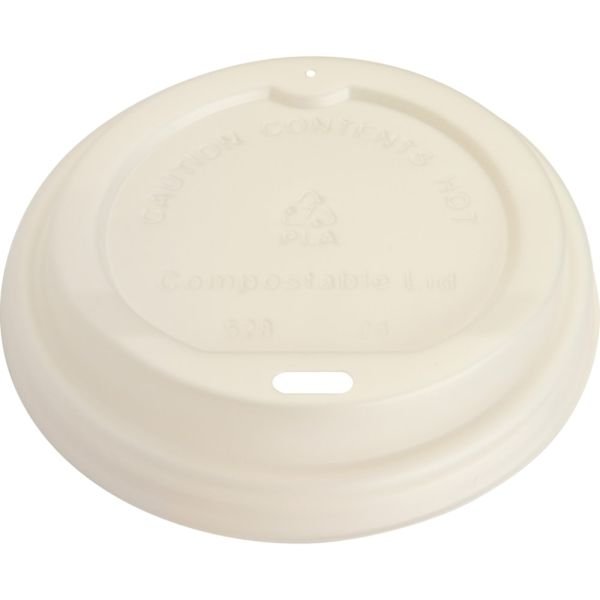 Genuine Joe Vented Hot Cup Lid - Polystyrene - White - 50 / Pack (GJO10212) - Image 2