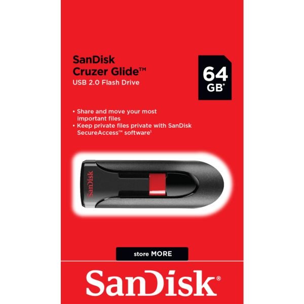 SanDisk Cruzer Glide USB 2.0 Flash Drive, 64GB, Black (ODFN801196) - Image 6
