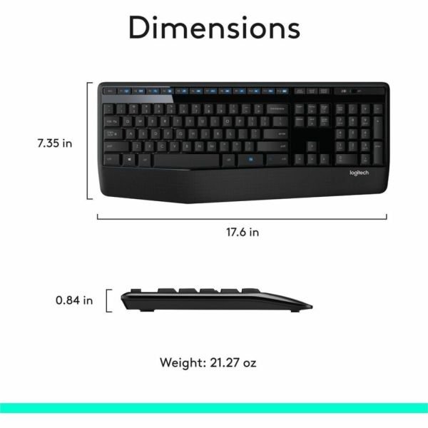 Logitech MK345 Wireless Straight Full Size Keyboard & Right-Handed Optical Mouse, Black (ODFN531638) - Image 8