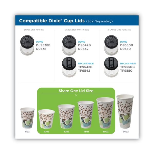 Dixie PerfecTouch Paper Hot Cups and Lids Combo, 10 oz, Coffee Haze Design, 50/Pack, 6 Packs/Carton (DXE5310CMB600CT) - Image 8
