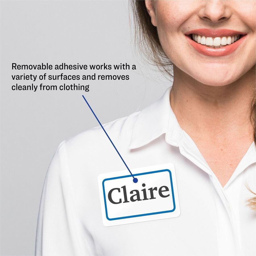 Avery Flexible Name Badge Labels, 5895, 2 1/3" x 3 3/8", White With Blue Border, Box Of 400 (AVE5895) - Image 7