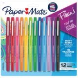 Paper Mate Flair Porous-Point Pens, Medium Point, 0.7 mm, Assorted Ink Colors, Pack Of 12 Pens (PAP74423)