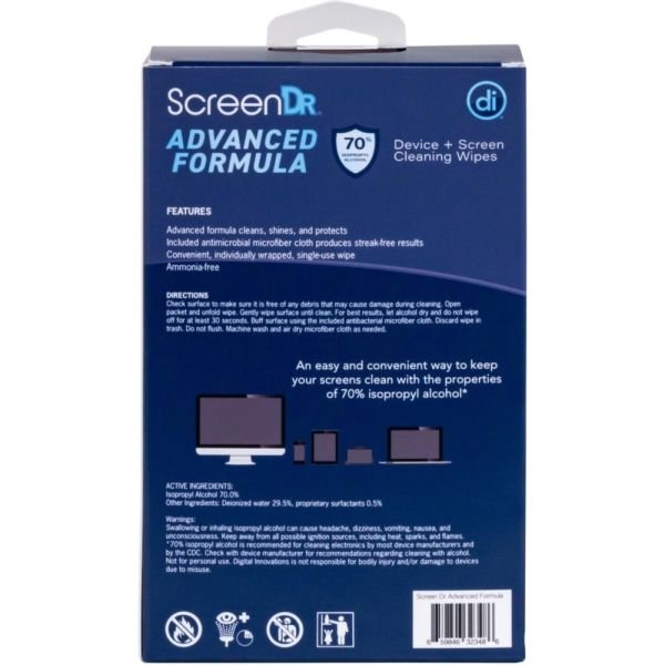 Digital Innovations ScreenDr 70% Alcohol Advanced Formula Device Cleaning Wipes And Microfiber Cloth, Box Of 120 Packets (ODFN9903154) - Image 15