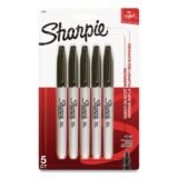 Sharpie Fine Tip Permanent Marker, Fine Bullet Tip, Black, 5/Pack (SAN30665PPA)
