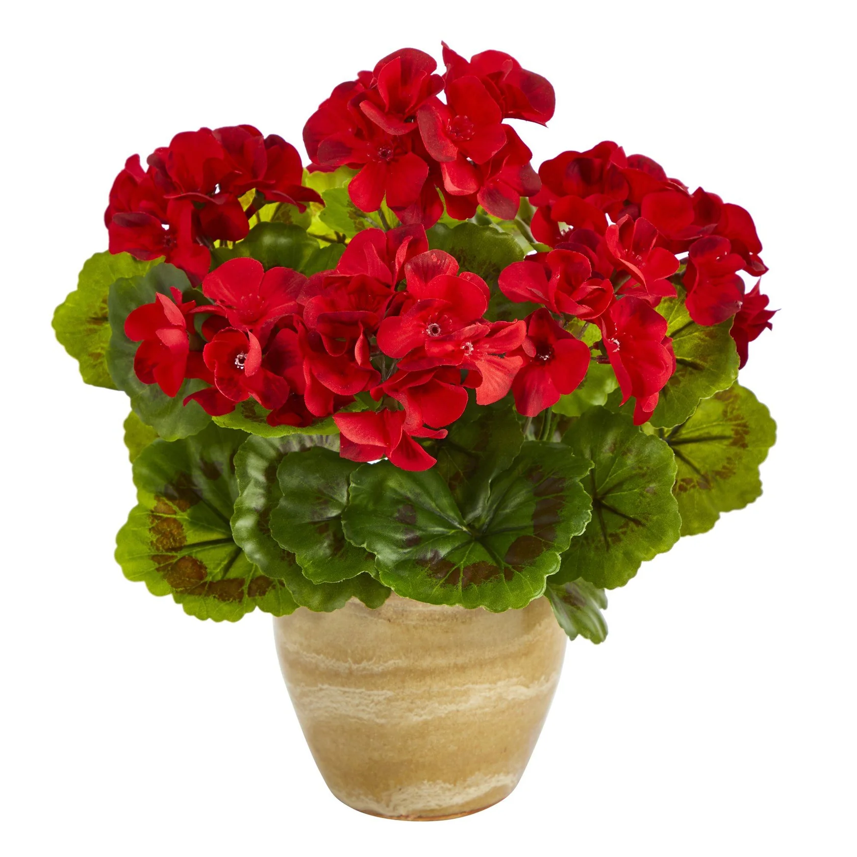 11” Geranium Artificial Plant in Ceramic Planter UV Resistant (Indoor/Outdoor) (P1442-YL) - Image 3