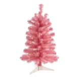 2’ Pink Artificial Christmas Tree with 35 LED Lights and 72 Bendable Branches (T1697)