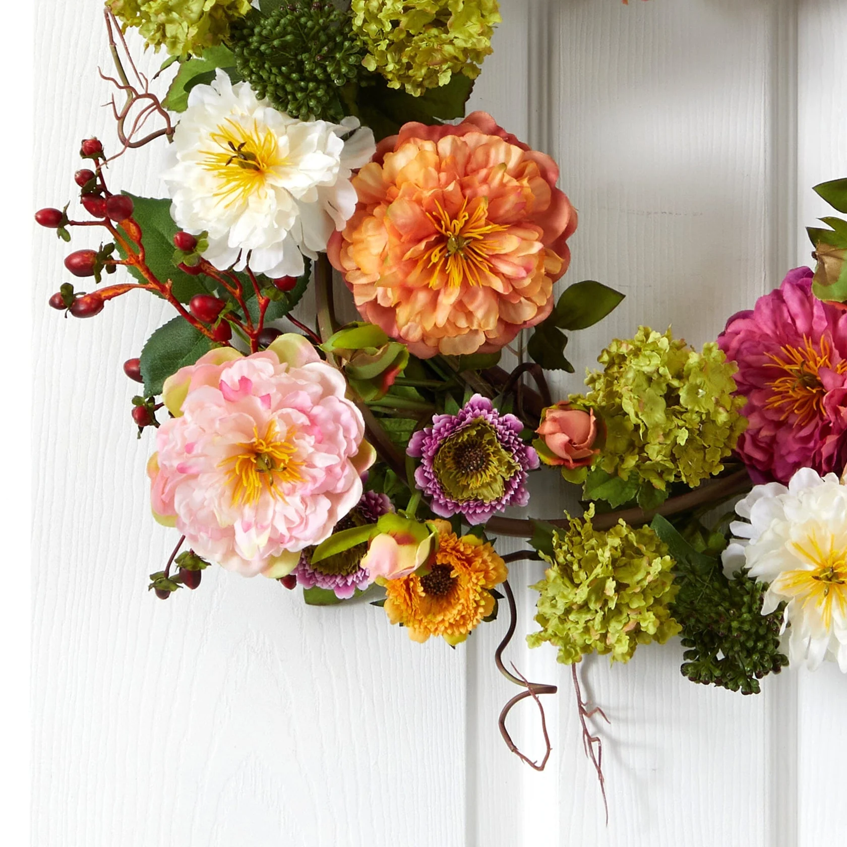 24" Mixed Peony Wreath (4664) - Image 5