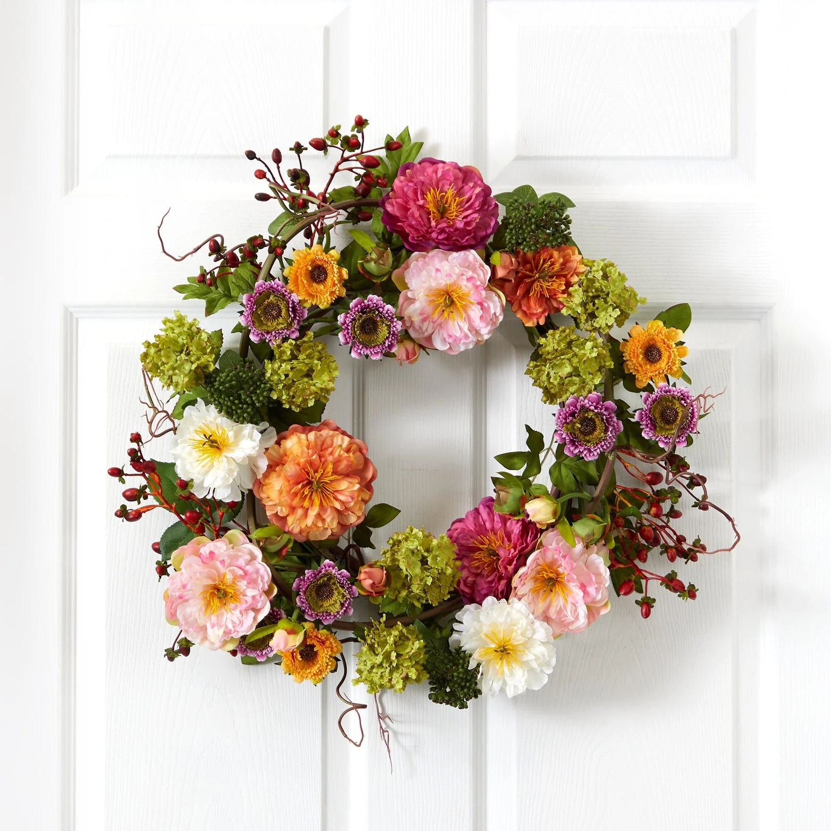 24" Mixed Peony Wreath (4664)
